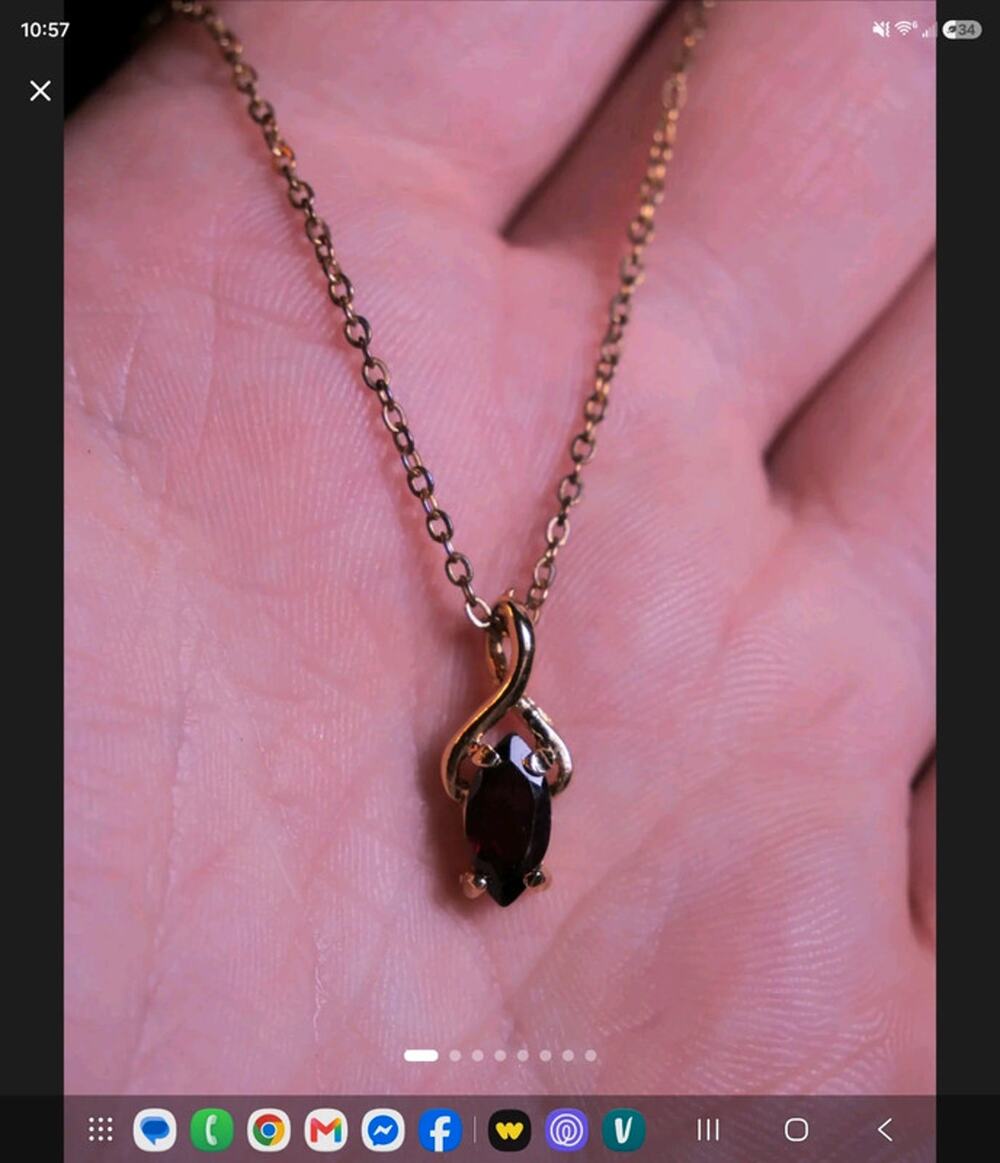 vintage Genuine Garnet Marquise Pendant